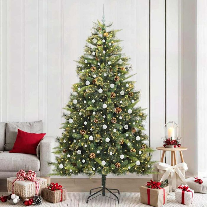 GLIMRA Artificial Hinged Christmas Tree with Cones Green 240 cm