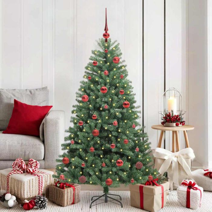 FELWIN Artificial Hinged Christmas Tree Green 150 cm PVC and Metal