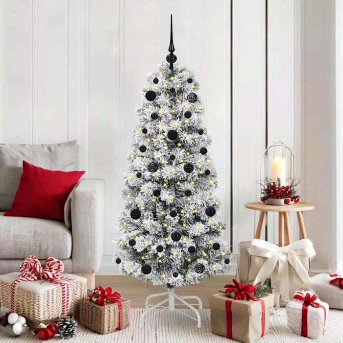 BLINCA Artificial Hinged Christmas Tree Green and white 150 cm