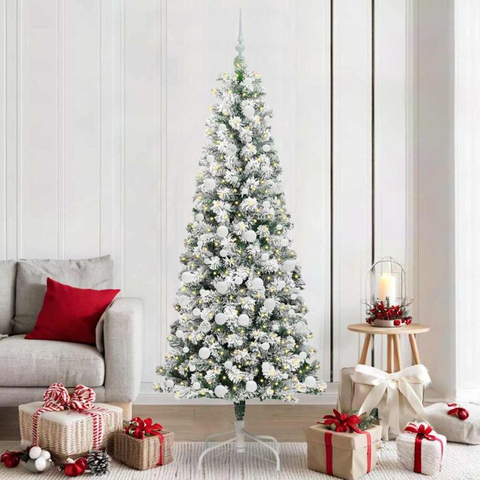 BRILAN Artificial Hinged Christmas Tree Green and white 210 cm