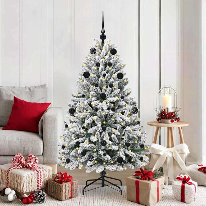 BRILCA Artificial Christmas Tree Green and White 150 cm PVC and Metal