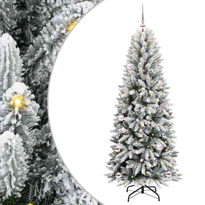 BRISKA Artificial Christmas Tree with 150 LEDs with Stand White 150 cm