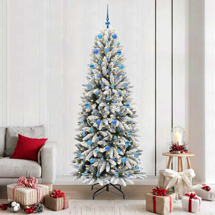 BRISKA Artificial Christmas Tree with 300 LEDs with Stand White 210 cm