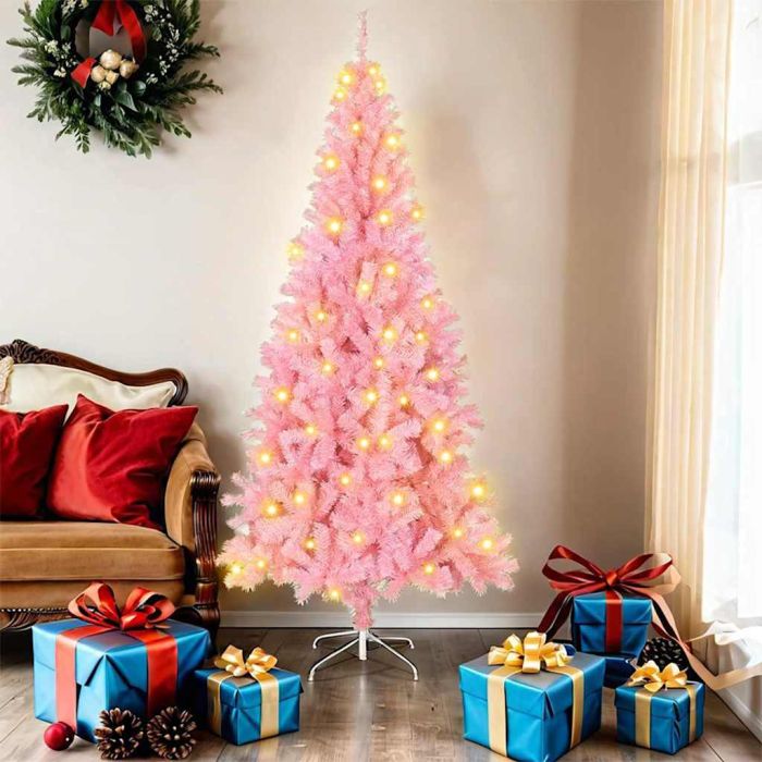 CINDOR Christmas Tree with 300 LEDs with Stand Pink 180 cm PVC