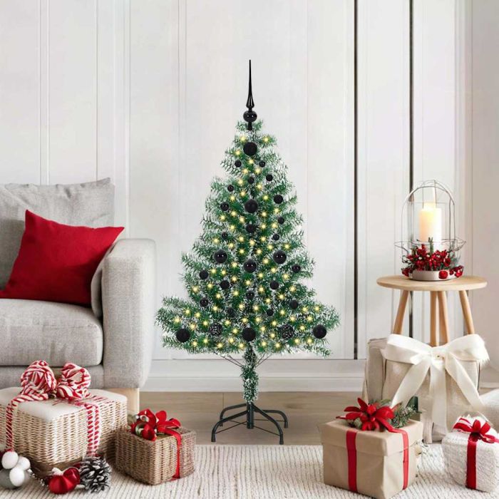 CHERLI Artificial Christmas Tree Snow Flocked with LED Light 120 cm