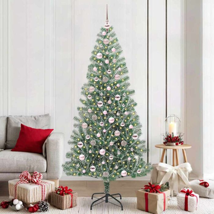 CINDEL Artificial Christmas Tree Snow Flocked with LED Light 210 cm