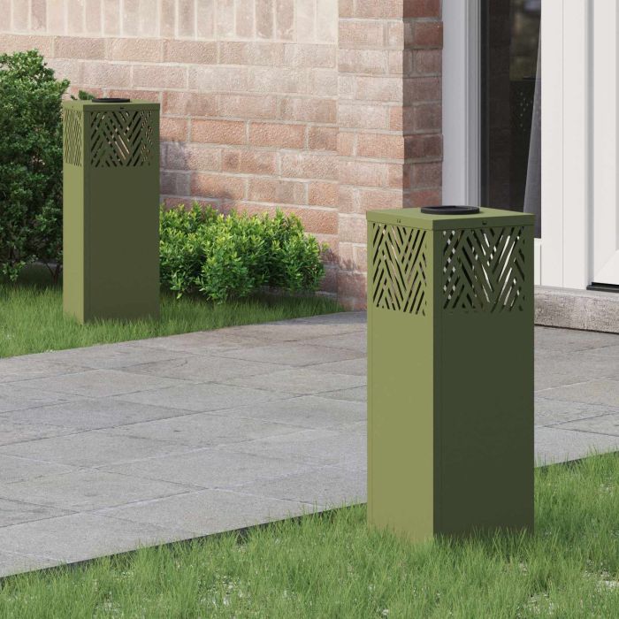 NIEBRO Solar LED Pathway Light 2 pcs Olive Cold Rolled Steel - Green