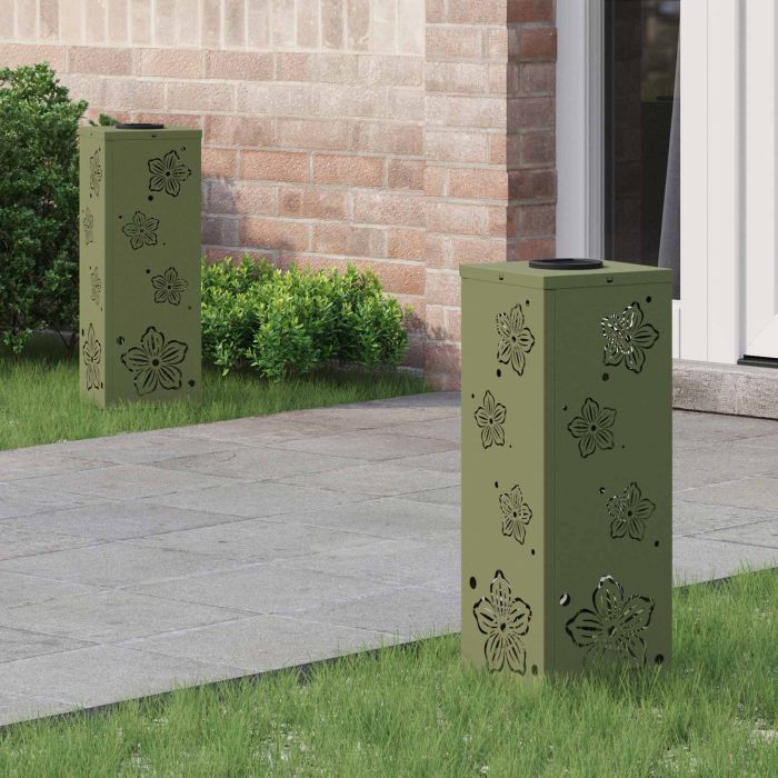NIEBRO Solar LED Pathway Light 2 pcs Olive Cold Rolled Steel - Green