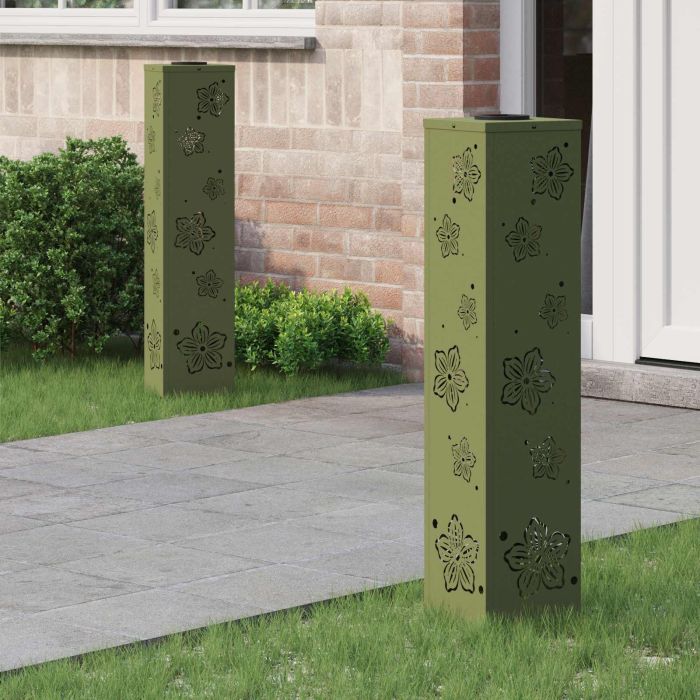 NIEBRO Solar LED Pathway Light 2 pcs Olive Cold Rolled Steel - Green