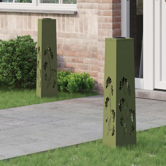 NIEBRO Solar LED Pathway Light 2 pcs Olive Cold Rolled Steel - Green