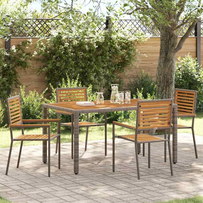 PROVALE Garden Stacking Chairs 4 pcs and Grey - Brown