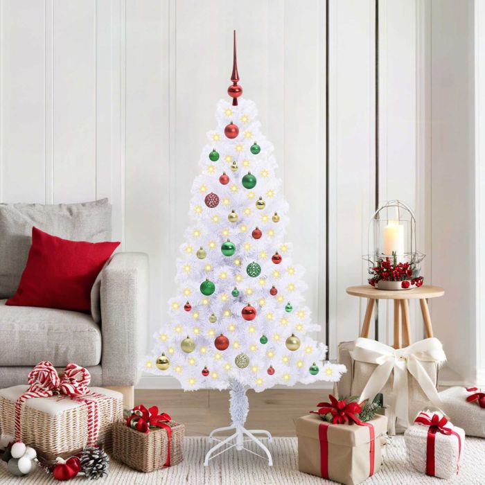 CUDWIN Artificial Christmas Tree with Stand White 150 cm PVC and Steel