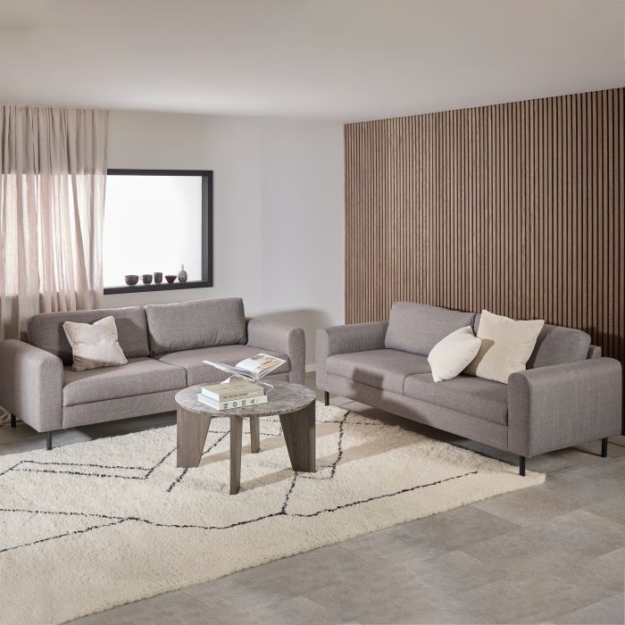 Sofa Set - CALVERA Fabric 3 Seater Sofa Set - Light Grey