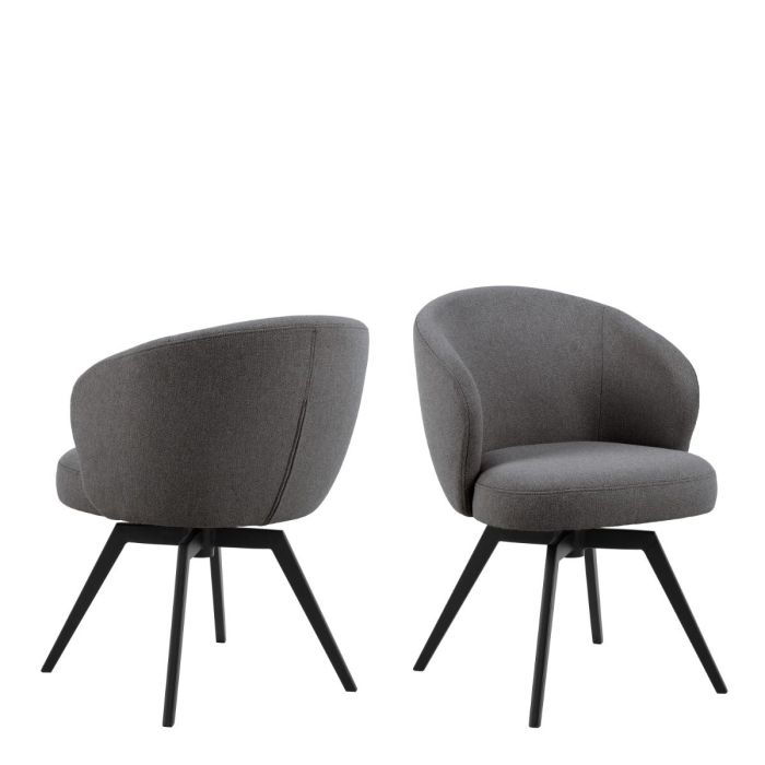 DARELLA Dining Chair with Armrest and Swivel Function in Grey