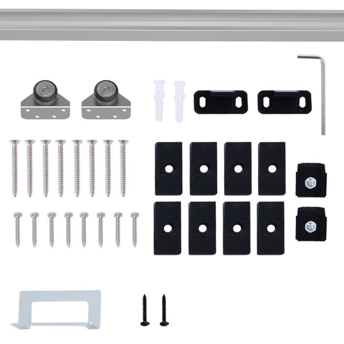 Modern Sliding Barn Door Closet Hardware Track Kit Track System Unit for Single Wooden Door 6FT /1860mm by