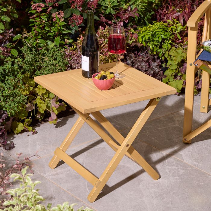 EVERSET Garden Folding Side Table - Oak Finish