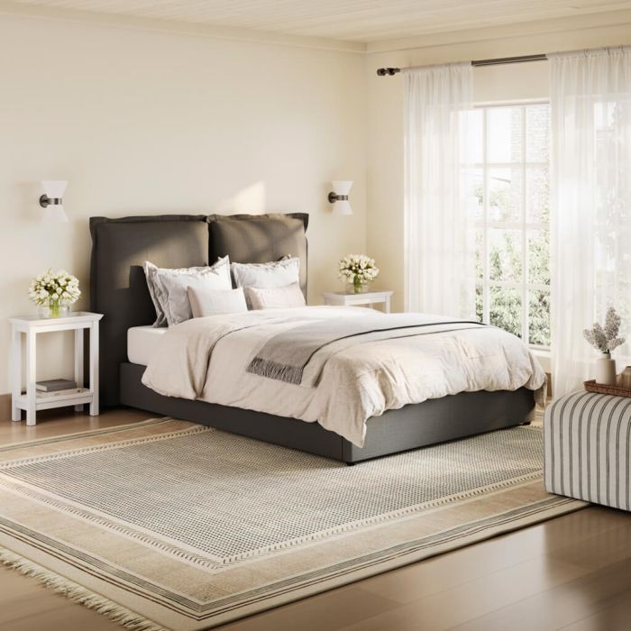 SOLDAY Super Kingsize Linen Bedframe - Deep Grey