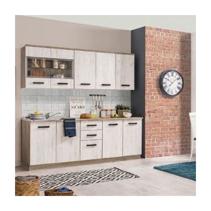 Vincenzo 10 Door 2 Drawer Kitchen Unit - White Oak Effect