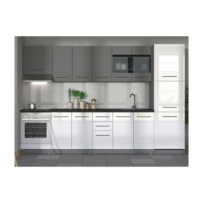 Pedrosky White Gloss and Grey Kitchen Units - White