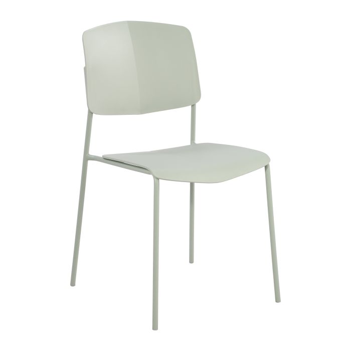 LUMO Set of 2 Plastic Kitchen Chairs with Back - Light Green