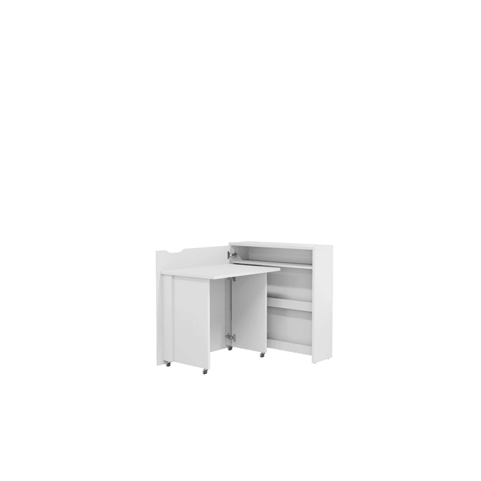 Office Desk - WILLA Convertible Hidden Desk Left Side White Matt 90cm