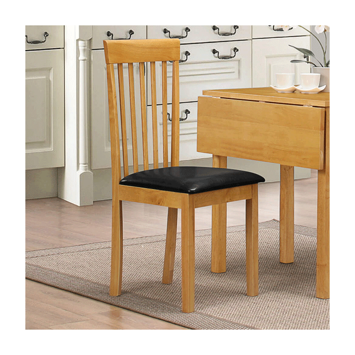 Brighton Dining Chair in Natural Finish with PU Seating - Set of 2