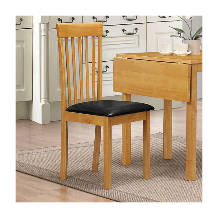 Brighton Dining Chair in Oak Finish with PU Seating - Set of 2