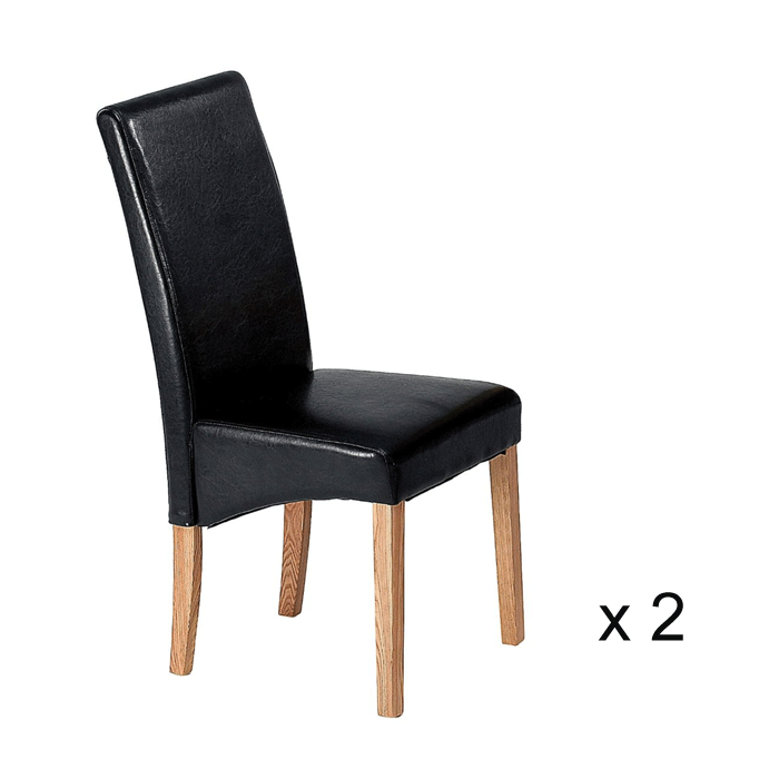 Selkirk Solid Ashwood Set of 2 Dining Chairs with PU Seats - Black