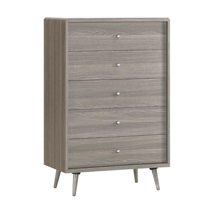 BURBANK Grey Chest of Drawers - Large-sized, 5 Drawers