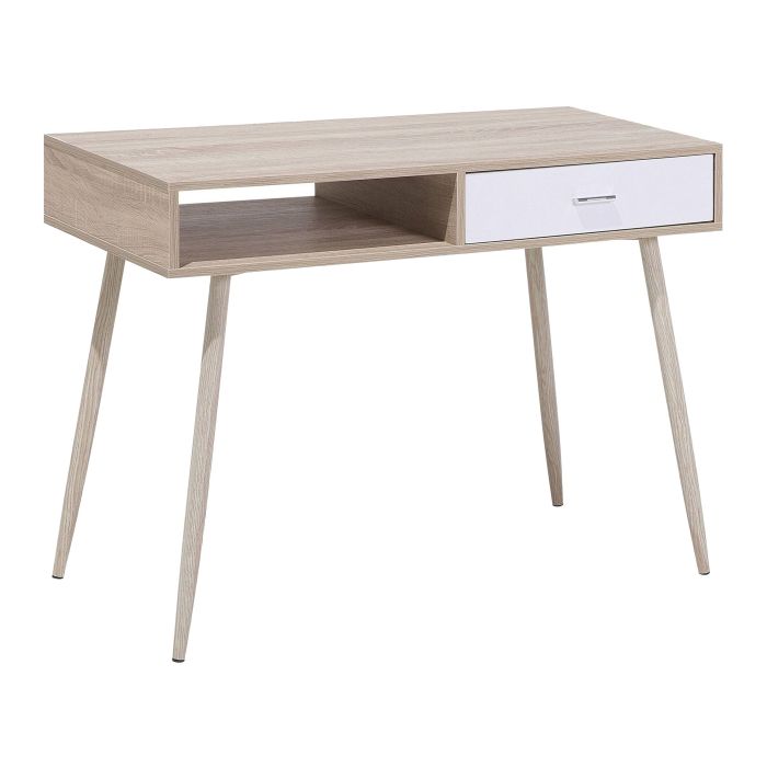 1 Drawer Home Office Desk with Shelf 100 x 48 cm Light Wood DEORA