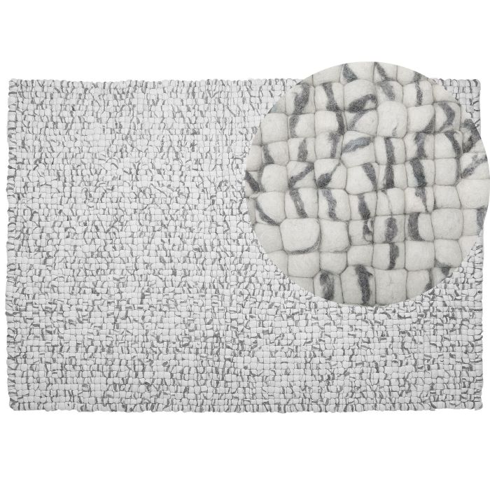 Felt Ball Rug 160x230cm Light Grey