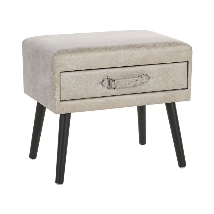 Faux Leather Side Table Beige EUROSTAR