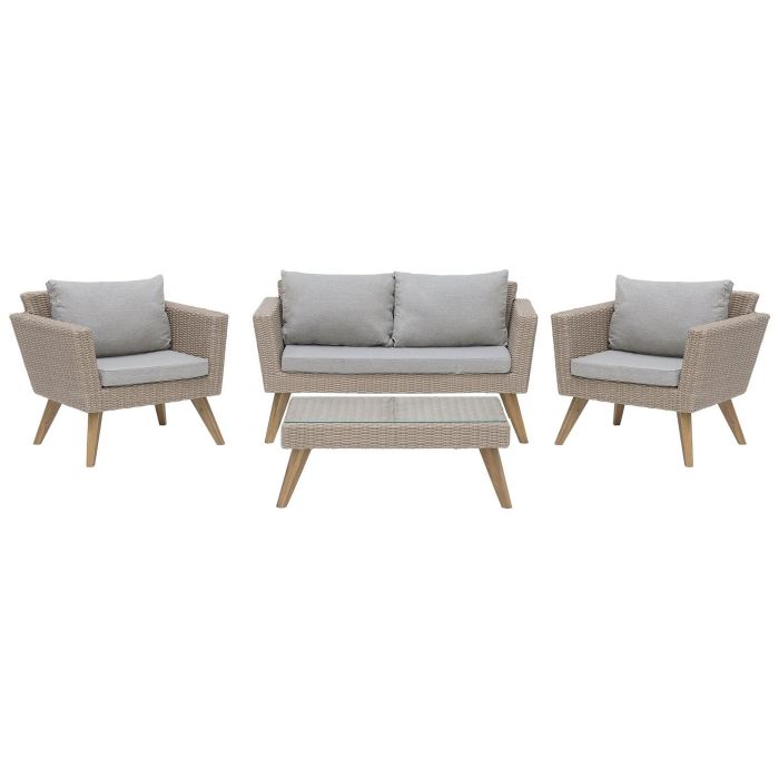 4 Seater PE Rattan Garden Sofa Set Grey VITTORIA