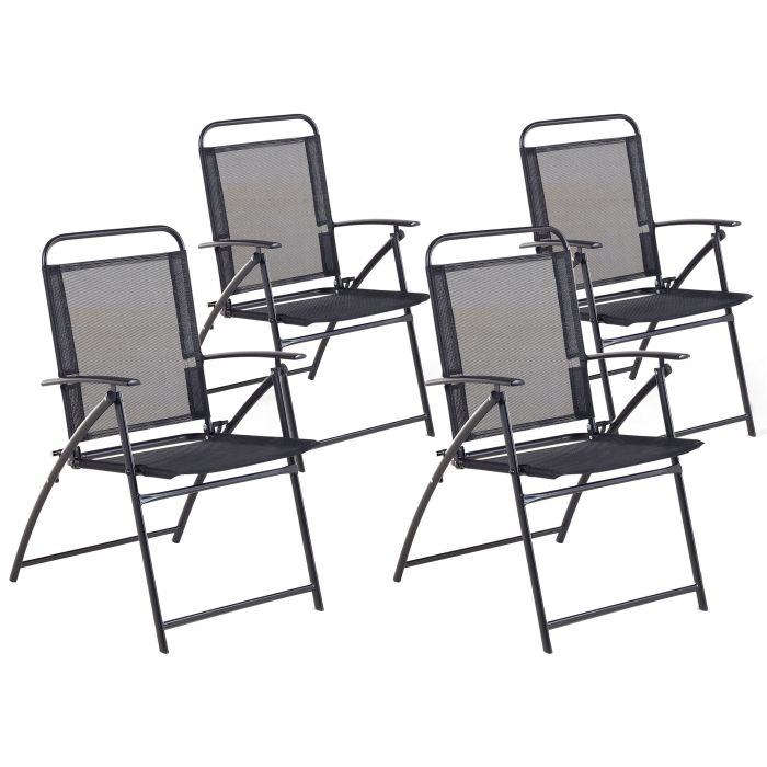 Set of 4 Garden Folding Chairs Black LIVO
