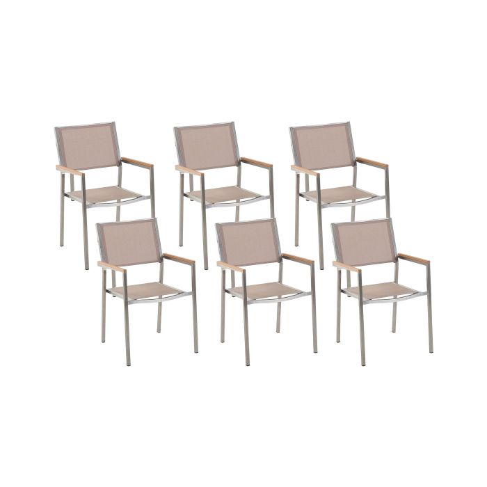 Set of 6 Garden Chairs Beige GROSSETO