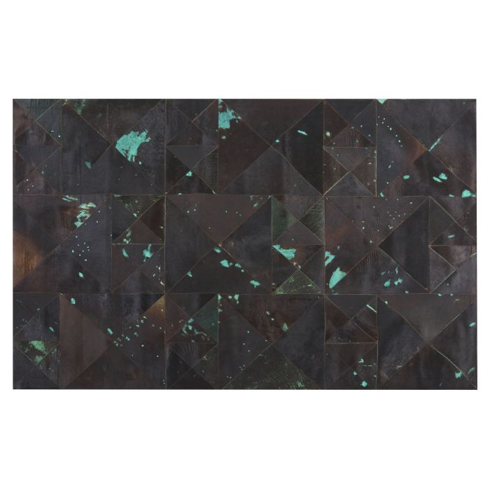 Cowhide Area Rug 140x200cm Brown with Turquoise