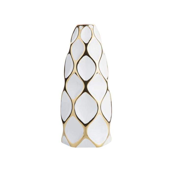 Stoneware Flower Vase 36 White Gold