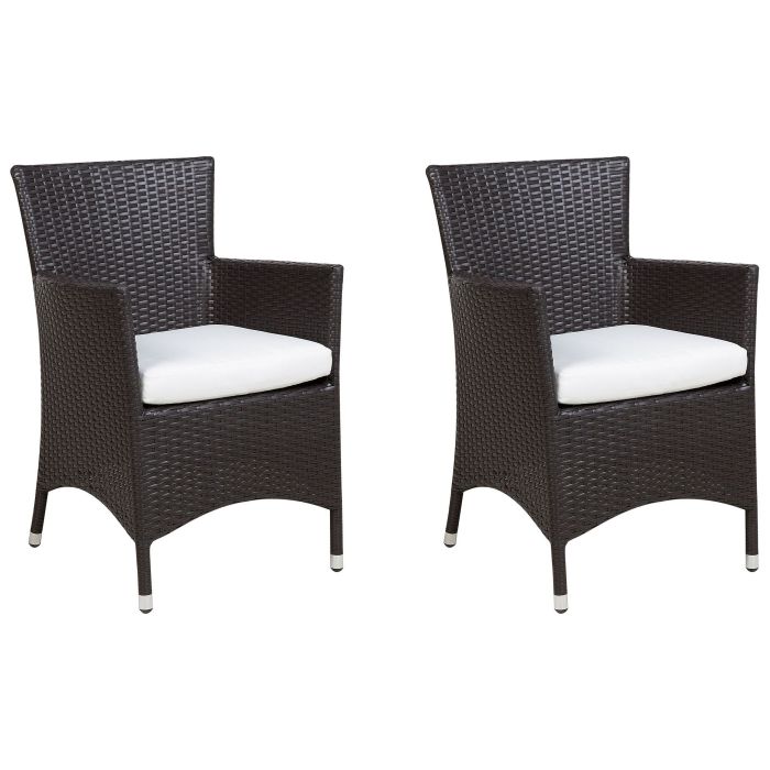 Set of 2 PE Rattan Garden Chairs Brown ITALY