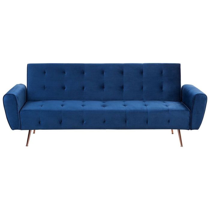 Velvet Sofa Bed Blue SELNES