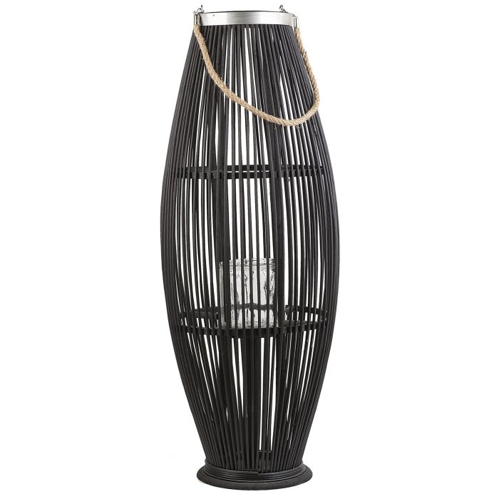 Wooden Candle Lantern 84 cm Black TAHITI