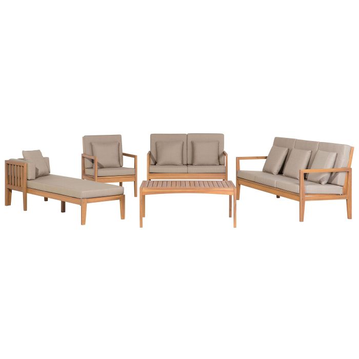 7 Seater Certified Acacia Wood Garden Lounge Set Grey PATAJA