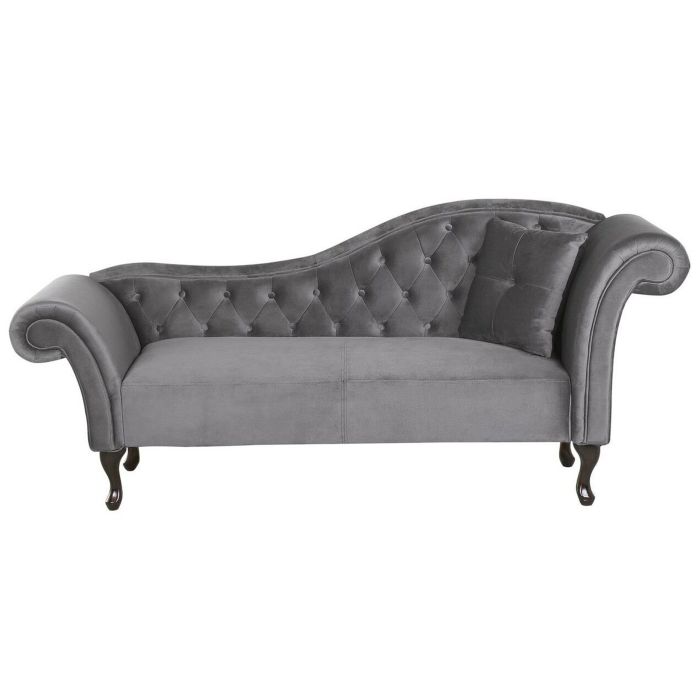 Right Hand Chaise Lounge Velvet Grey LATTES