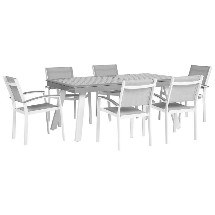 6 Seater Metal Garden Dining Set Grey PERETA