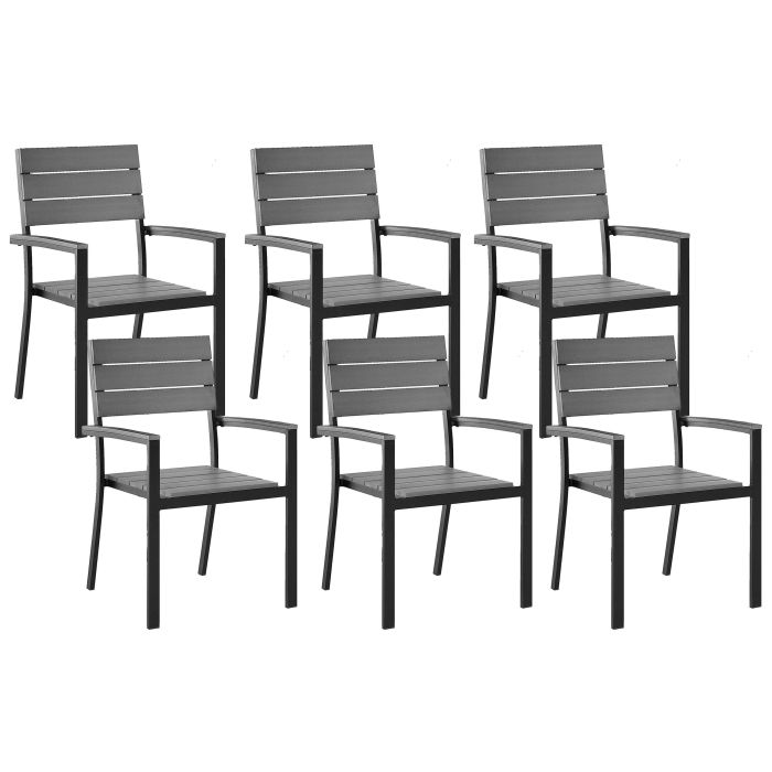 Set of 6 Garden Chairs Grey COMO