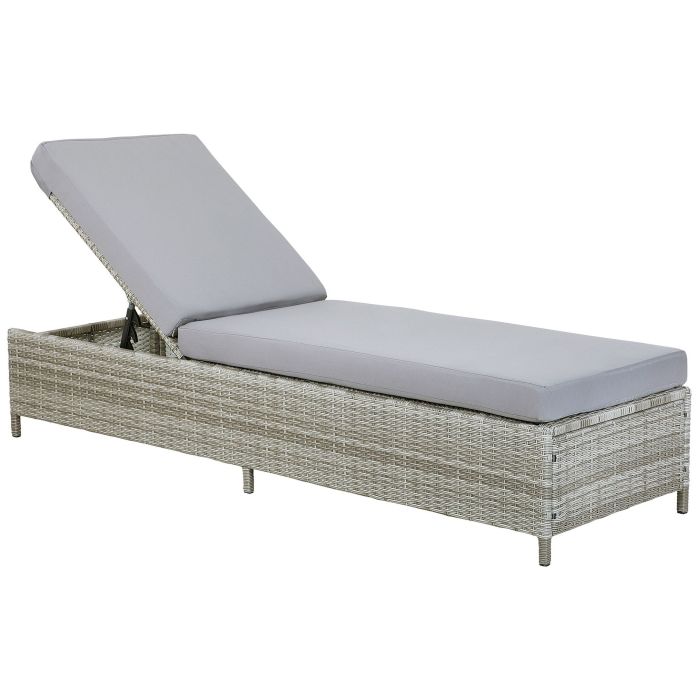 PE Rattan Reclining Sun Lounger Grey TURIN II