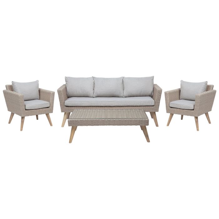 5 Seater PE Rattan Garden Sofa Set Grey VITTORIA XL