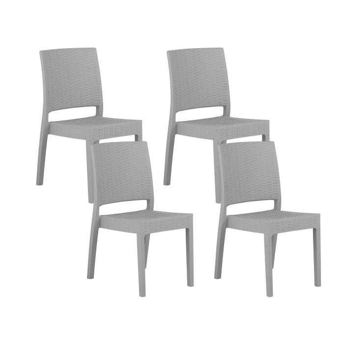 Set of 4 Garden Dining Chairs Light Grey FOSSANO
