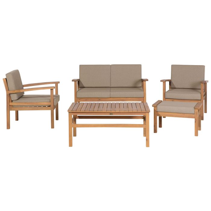 4 Seater Certified Acacia Wood Garden Lounge Set Light MANILA
