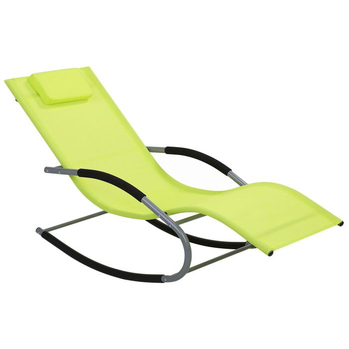 Steel Rocking Sun Lounger Lime Green CARANO