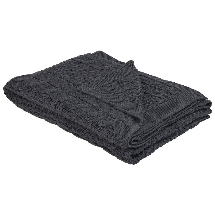 Cotton Blanket 140 x 170 cm Dark Grey FETHIYE
